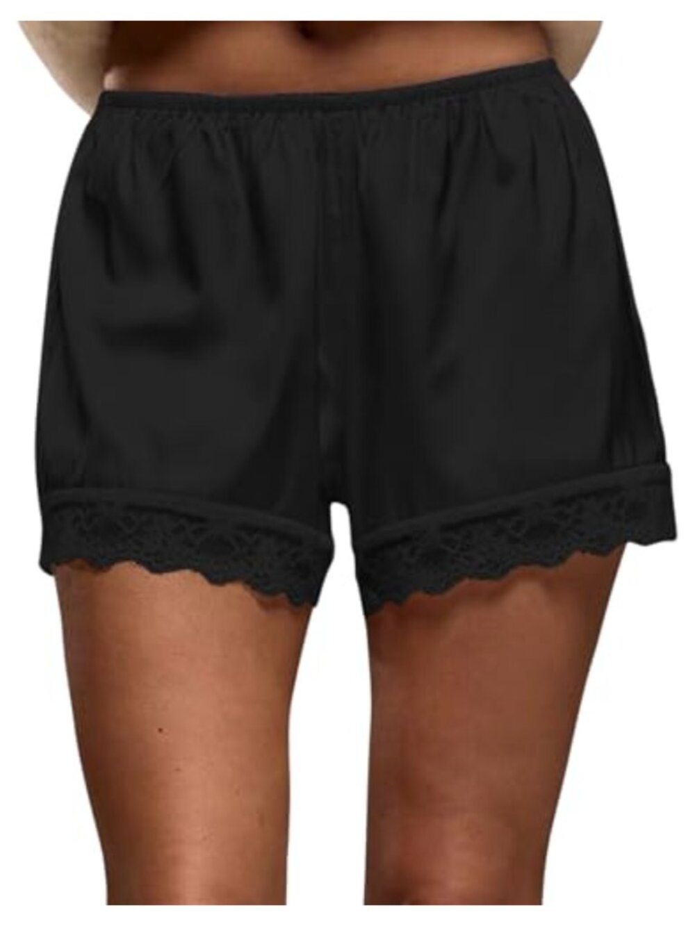 Satin Lace Trim Shorts Micro Mini Double Layer Lounge Bottoms